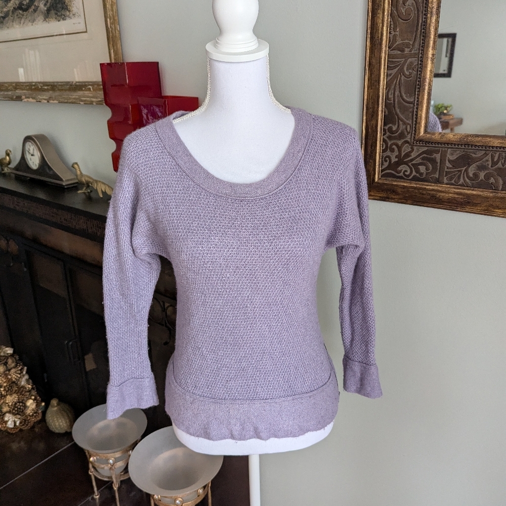 LOFT Sweater Women's Small Light Purple Wool Cotton Rabbit Hair Blend 3/4SLV 148